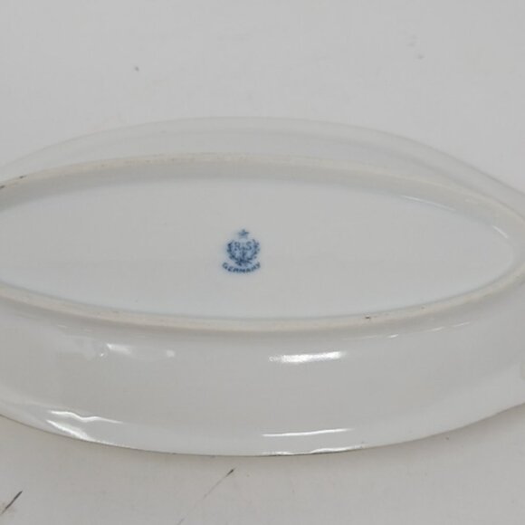 Antique RS Germany Prussia Porcelain Celery Dish Bowl Azalea Flowers 9.25" - Picture 5 of 6